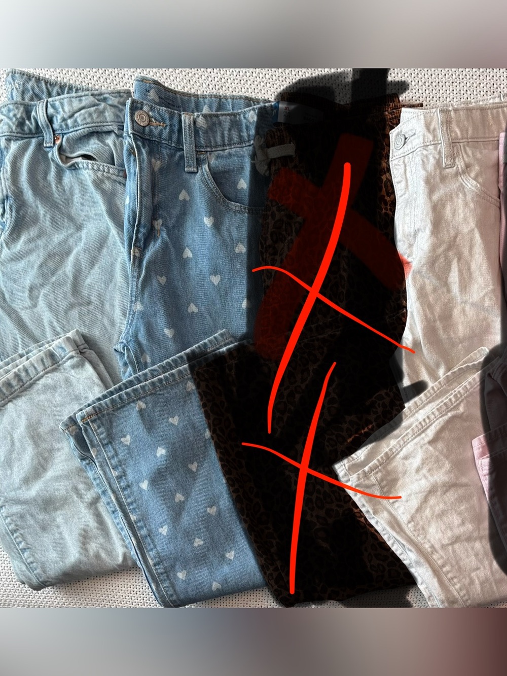 3 pairs- Girls wide leg CUTE patterned and metallic 14 plus jeans.